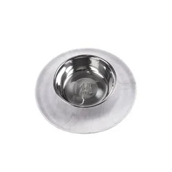 Messy Cats Silicone Feeder with Stainless Saucer Bowl 1.75 Cups Marble Look Grey