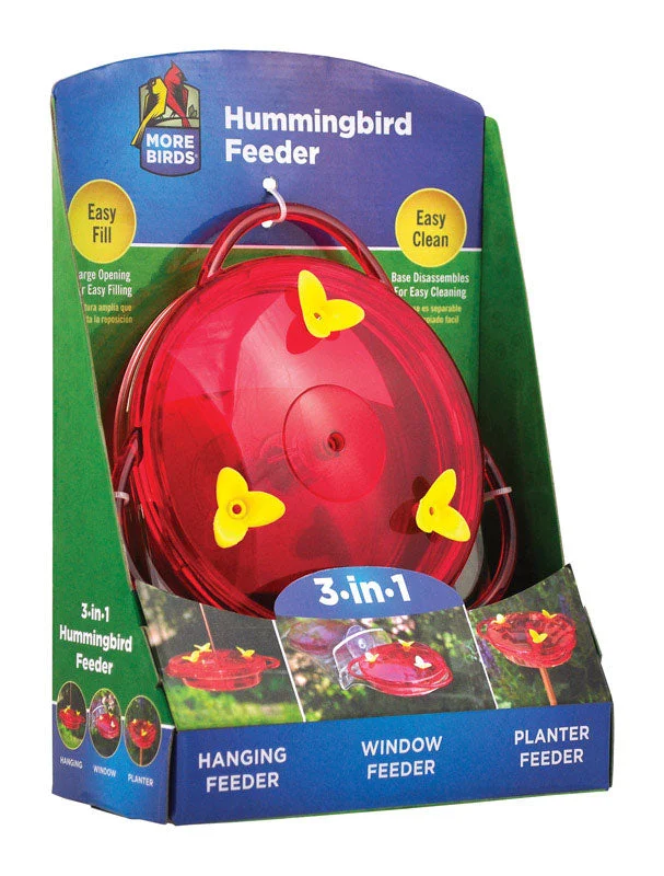 More Birds Hummingbird 6 Plastic Nectar Feeder 3 ports (Pack of 4)