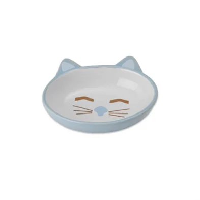 PetRageous® Sleepy Kitty 5.5" Blue Dish