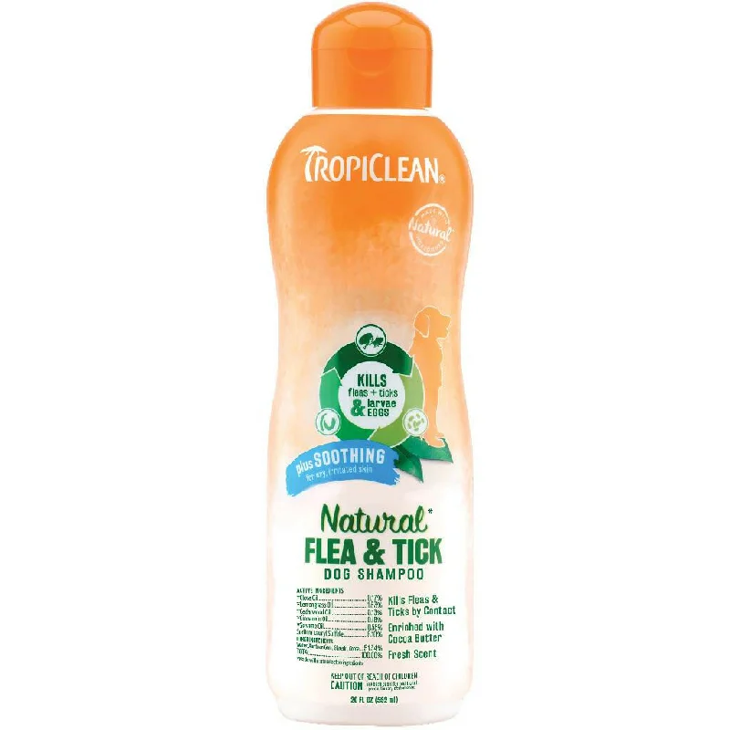 Tropiclean Natural Flea & Tick Soothing Shampoo for Dogs (20 oz)