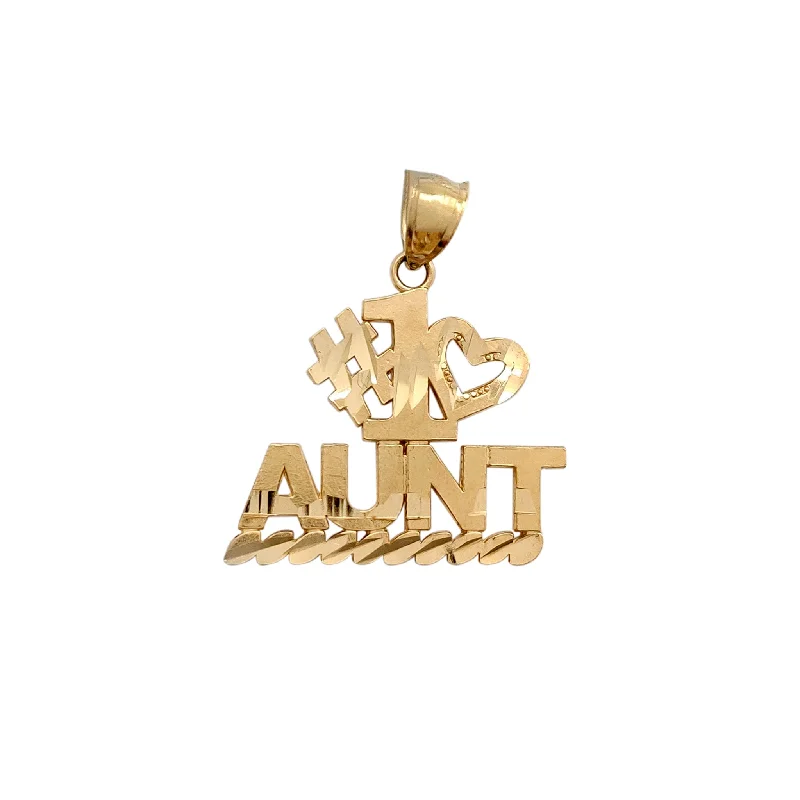 simple crystal earrings "#1 Aunt" Pendant (14K)