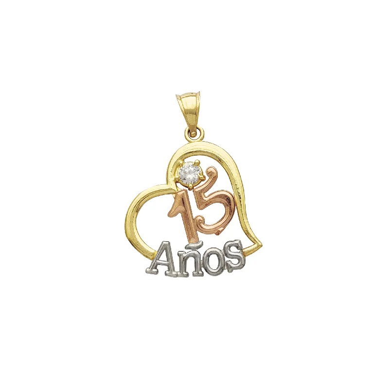 boho tassel earrings handmade 15 Años Heart Pendant (14K)