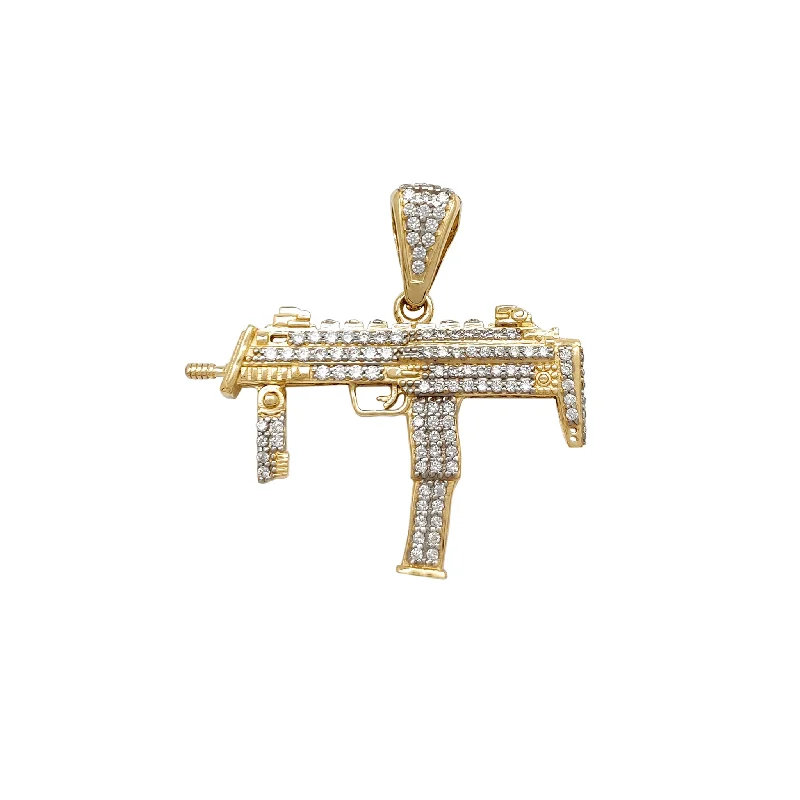 engraved pendant necklace Iced-Out MP7 Pendant (14K)
