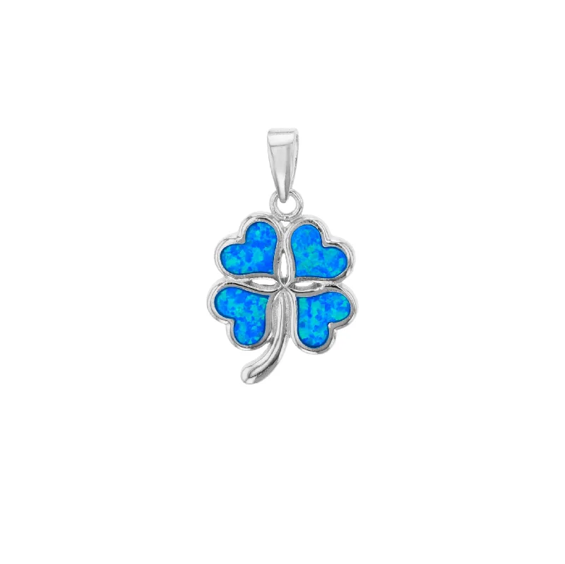 adjustable moon phase bracelet Blue Opal Four-Clover Pendant (Silver)