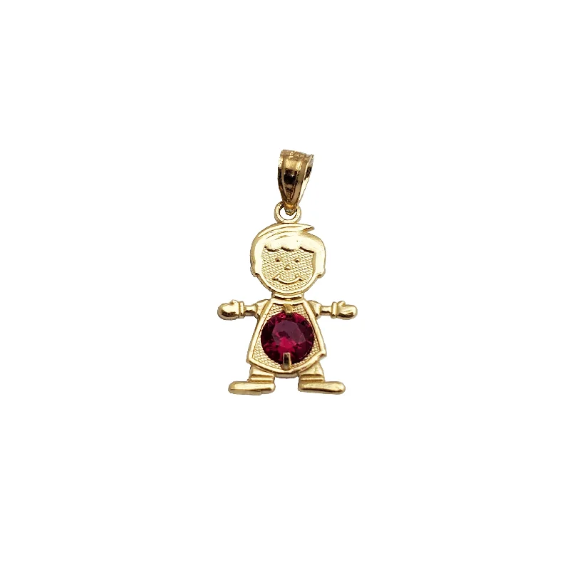 silver Celtic knot necklace Red Gem Boy Pendant (14K)