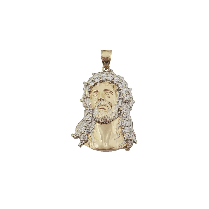 simple engraved wedding ring Crown of Thorns Jesus Head Pendant (10K)