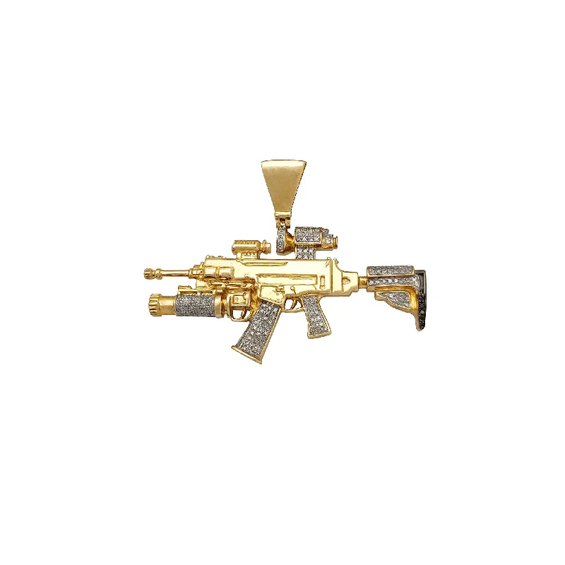 unique gemstone necklace handmade Diamond Assault Rifle Pendant (Scope and Laser Sight) (10K) unique gemstone necklace handmade Diamond Assault Rifle Pendant (Scope and Laser Sight) (10K)