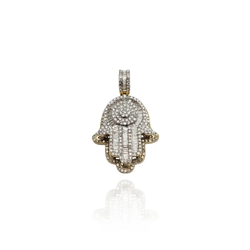 natural amethyst necklace Diamond Hamsa Pendant (14K)
