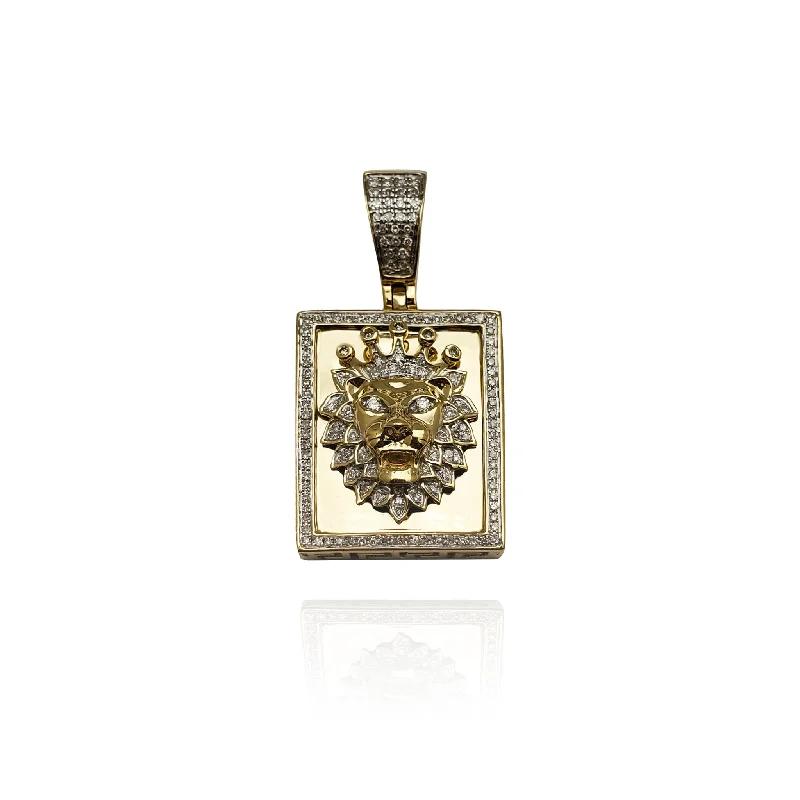 sparkling diamond drop earrings Diamond Framed Lion King Pendant (14K)