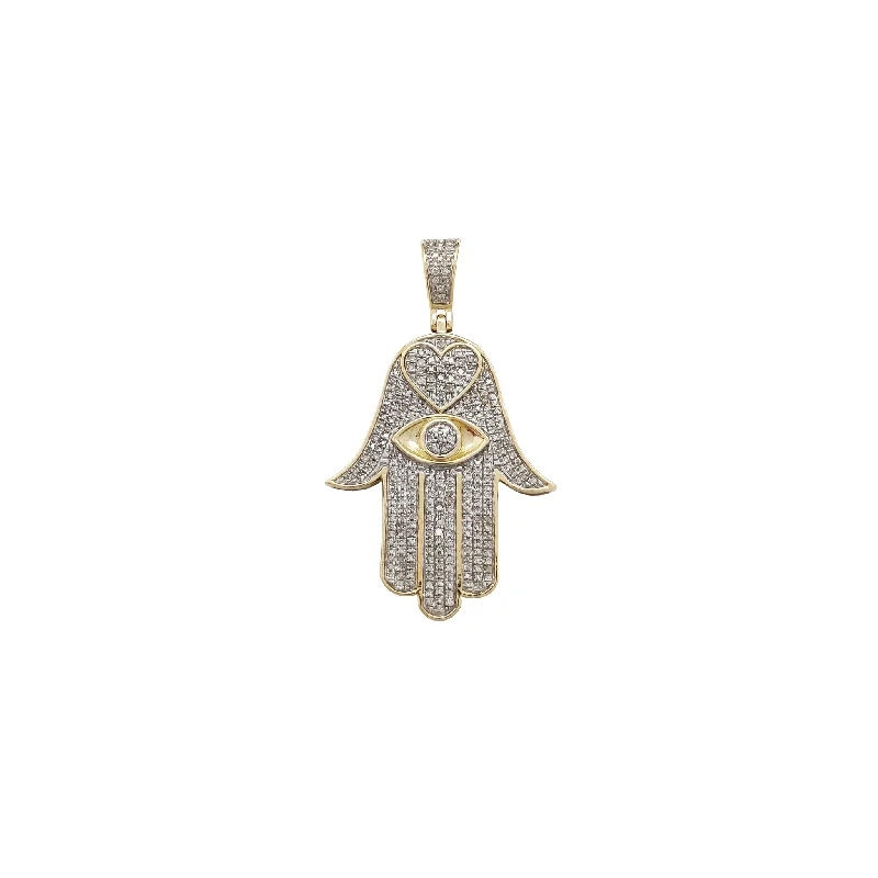 snake chain bracelet gold Diamond Heart Hamsa Pendant (10K)