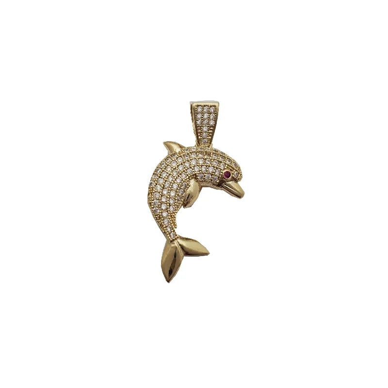 handcrafted silver cross pendant Iced-Out Dolphin Pendant (14K)
