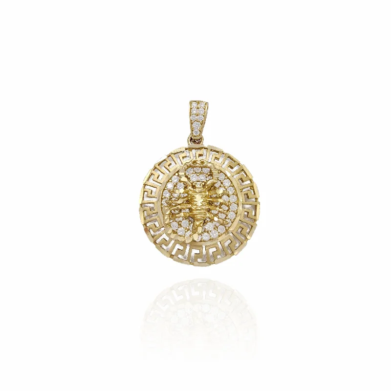 statement gemstone necklace handmade Greek Key Scorpio CZ Pendant (10K)
