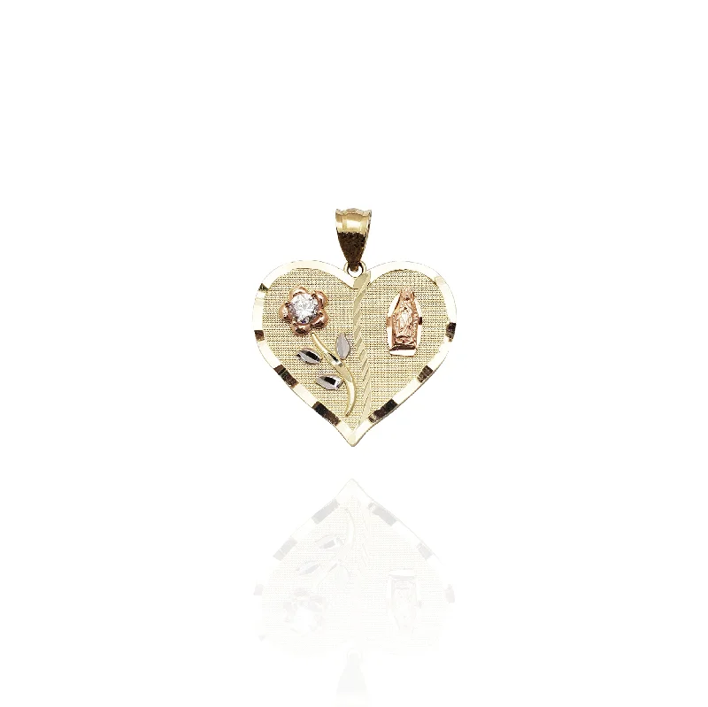 gold engagement ring vintage Guadalupe and Rose Heart Pendant (14K)