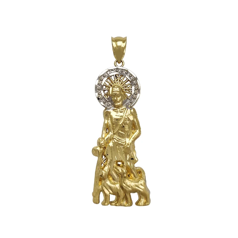 cute cat charm bracelet Halo Milgrained Saint Lazarus Pendant (14K)