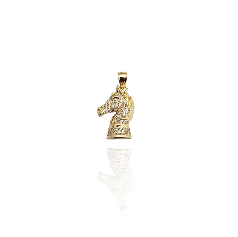 oval cut engagement ring platinum Iced-Out Chess Knight Pendant (14K)