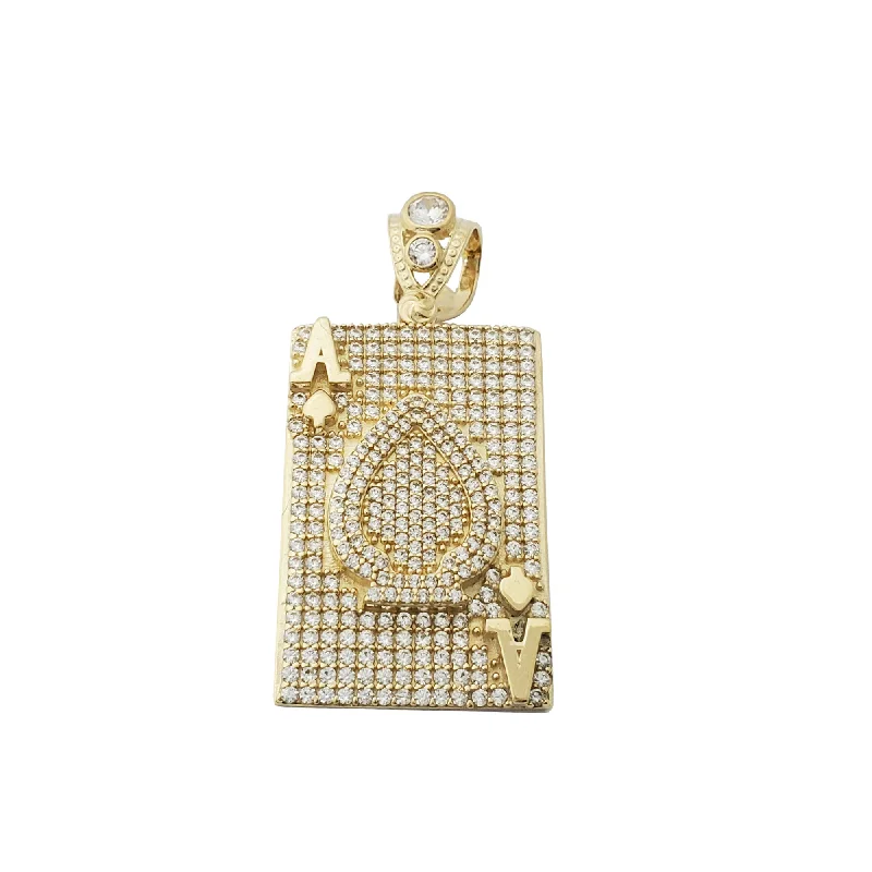 handmade raw stone engagement ring Iced-Out Ace of Spades Pendant (14K)