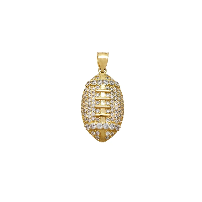 gothic black onyx ring men Iced-Out American Football Ball Pendant (14K)