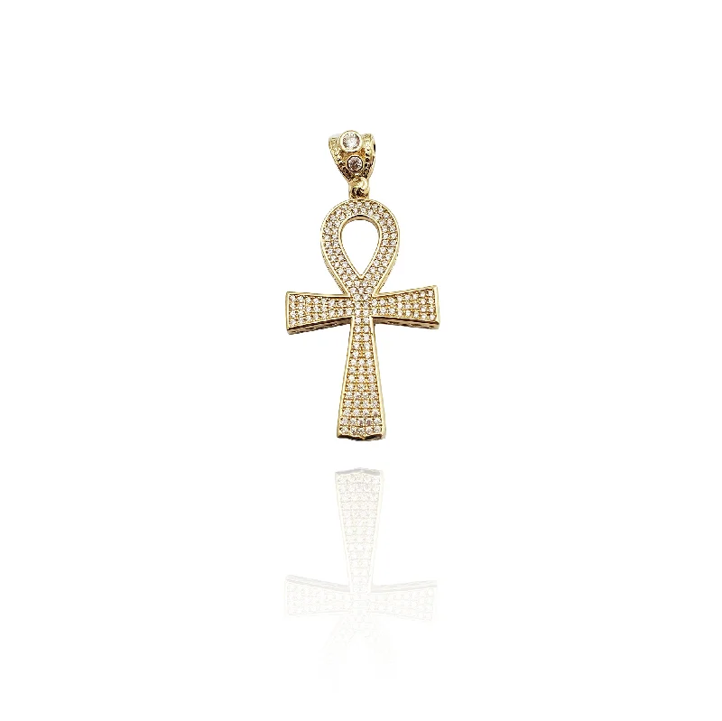 infinity loop ring rose gold Iced-Out Ankh CZ Pendant (14K)