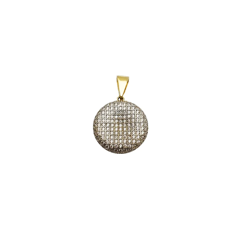 classic diamond solitaire earrings Iced-Out Circle Pendant (14K)