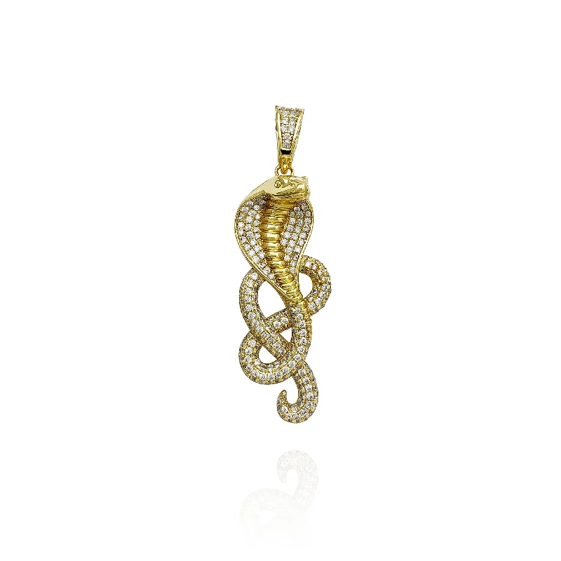 unique silver branch ring Iced-Out Cobra CZ Pendant (Silver)
