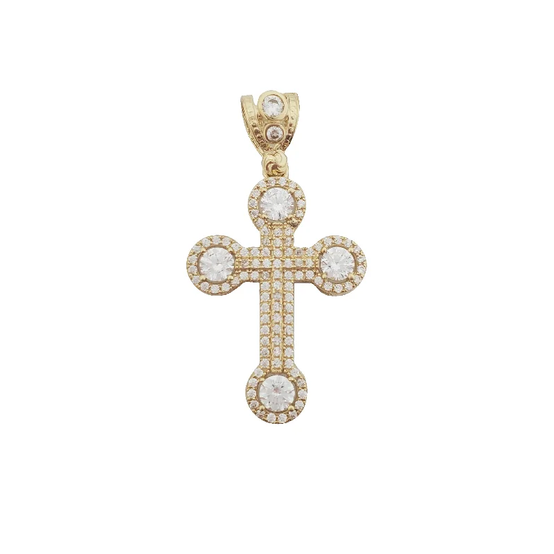 gemstone teardrop earrings Iced-Out Budded Cross Pendant (10K)