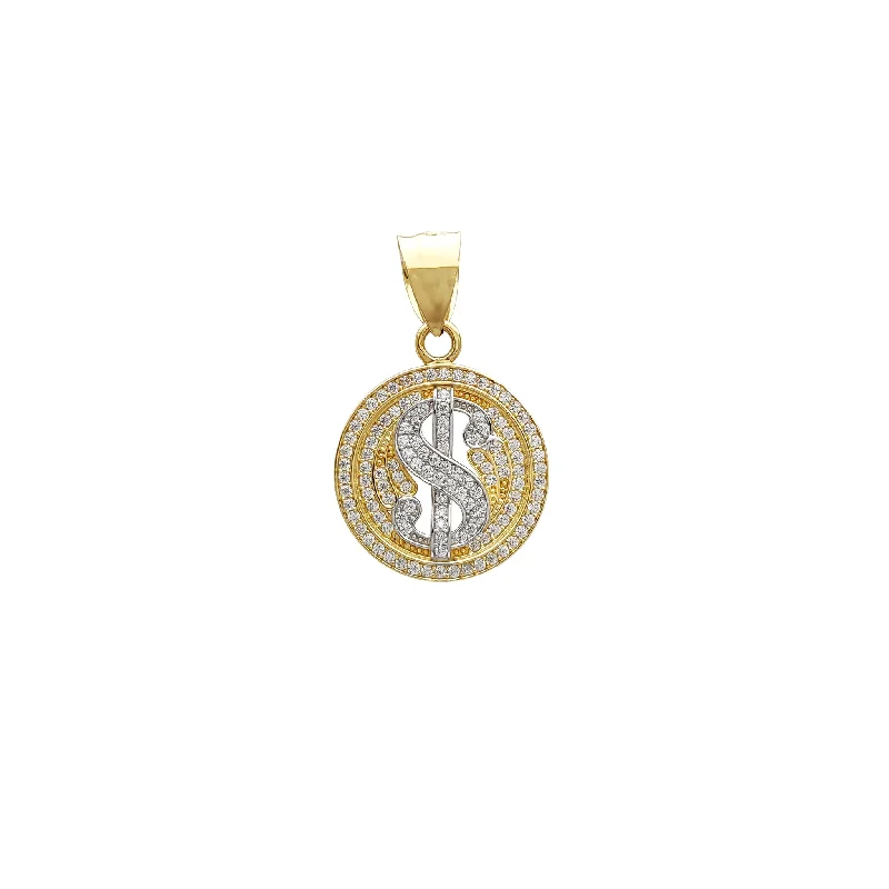 handmade gemstone anklet boho Iced-Out Dollar Sign Medallion Pendant (14K)