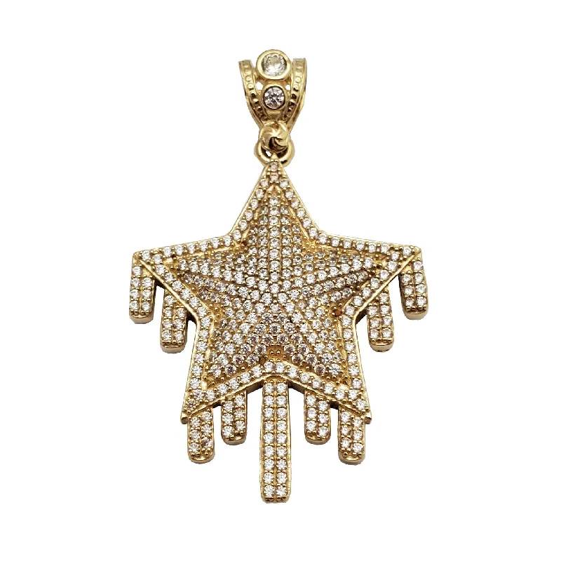 delicate chain necklace gold Iced-Out Drip Star Pendant (14K)