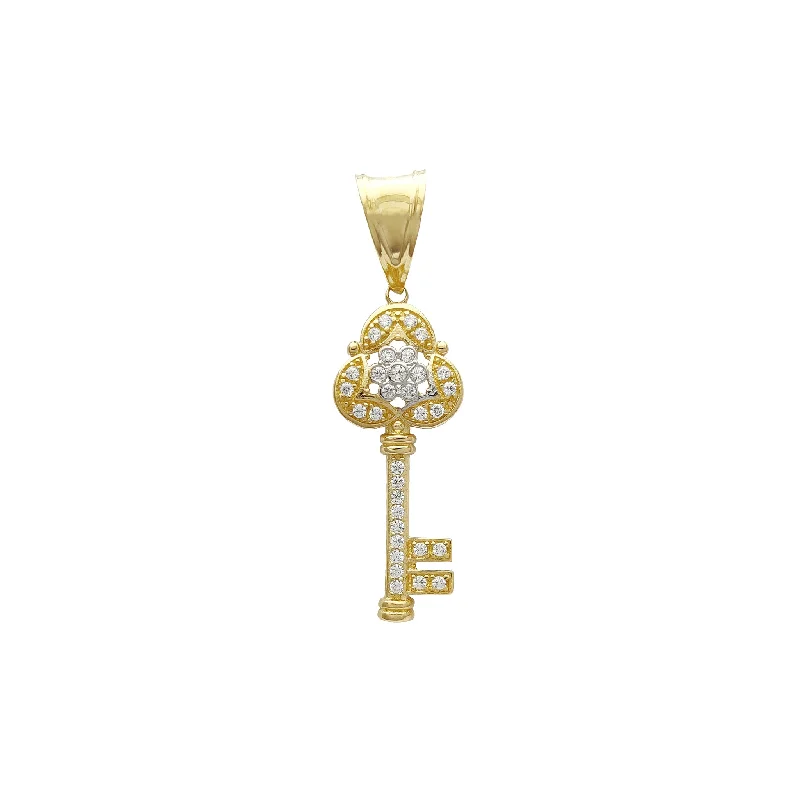 stackable gold bangle set Stoneset "Flora" Key Pendant (14K)