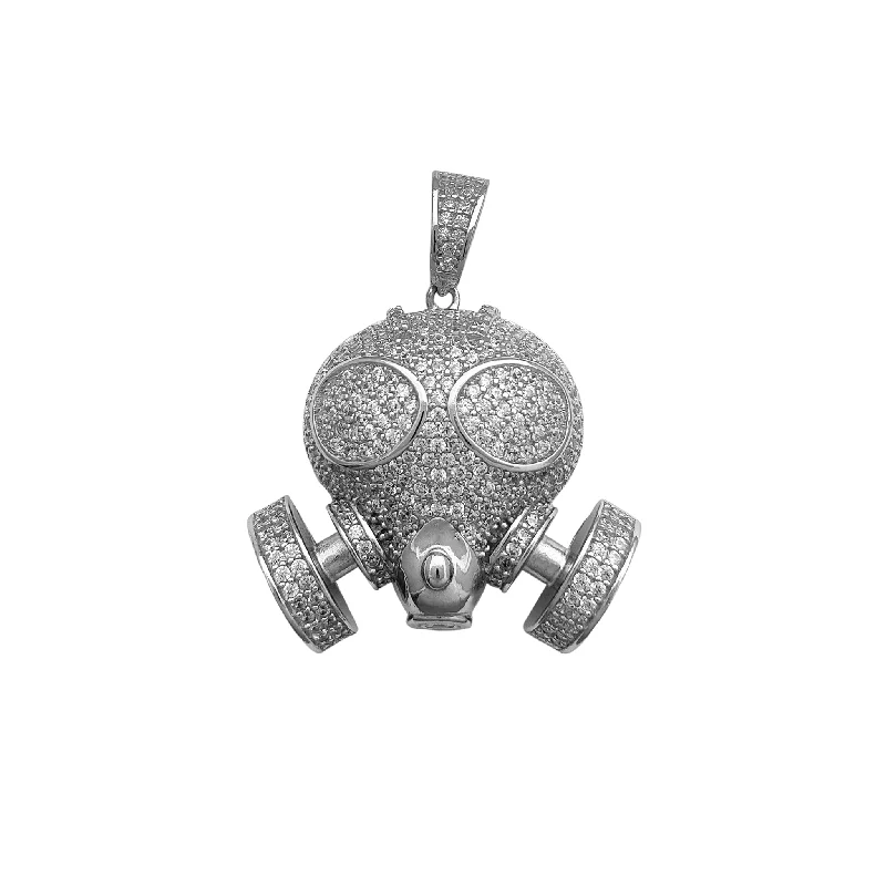 real zircon gemstone bracelet Iced-Out Gas Mask Pendant (Silver)