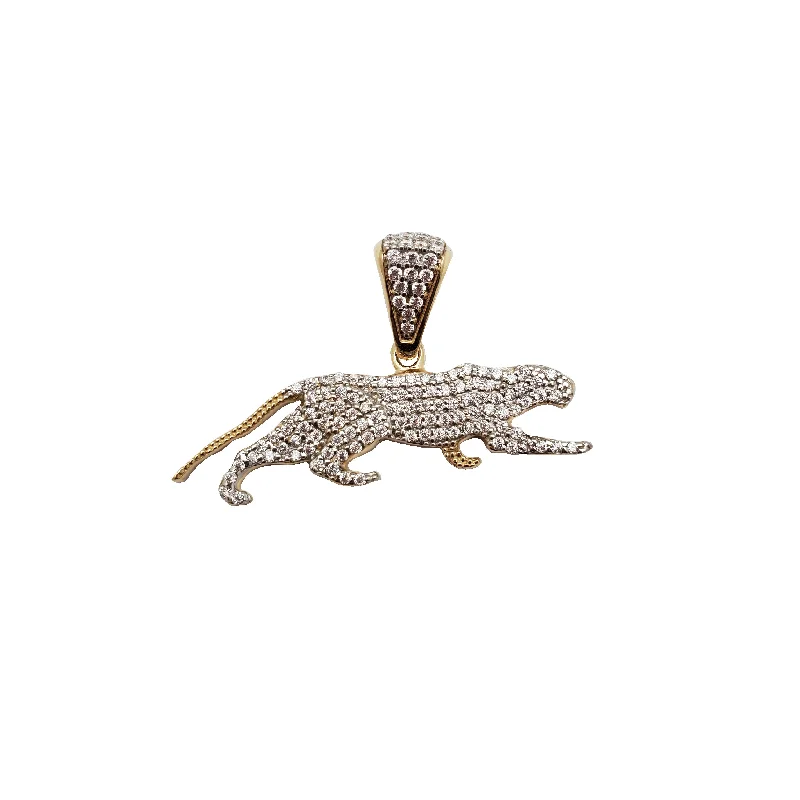 opal gemstone halo ring Iced-Out Jaguar Pendant (14K)
