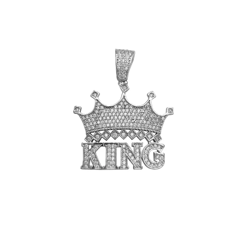 adjustable infinity charm bracelet Iced-Out King's Crown Pendant (Silver)