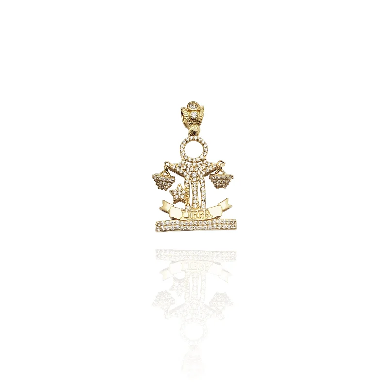 emerald cut diamond earrings Iced-Out Cosmic Libra Zodiac Pendant (14K)
