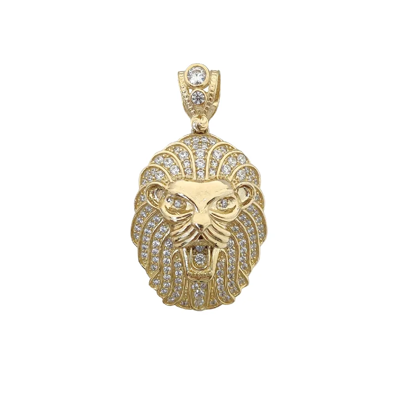 vintage pearl cluster earrings Iced-Out Lion Head Pendant (14K)