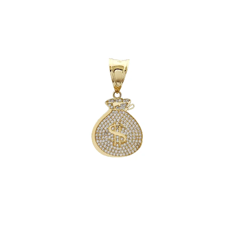 tiny opal stud earrings Iced-Out Money Bag Pendant (14K)