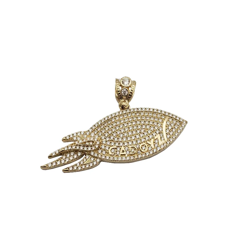 art deco diamond bracelet Iced-Out Rocket Pendant (14k)