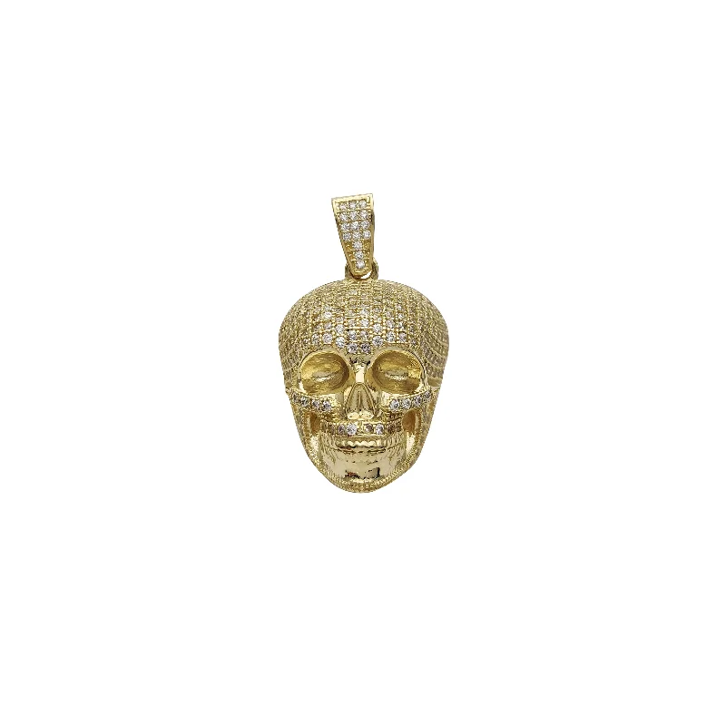gold daisy stud earrings Iced-Out Skull Pendant (14K)