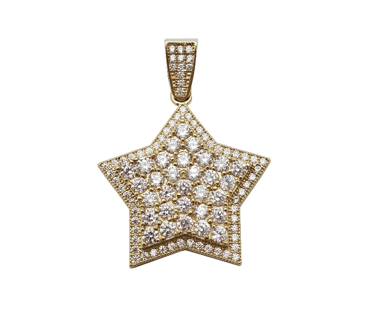 handcrafted turquoise necklace Iced-Out Star Pendant (10K)