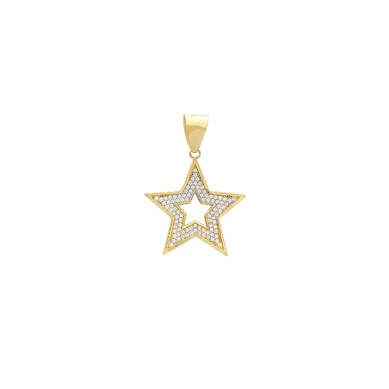 dainty snake ring gold Iced-Out Star Contour Pendant (14K)