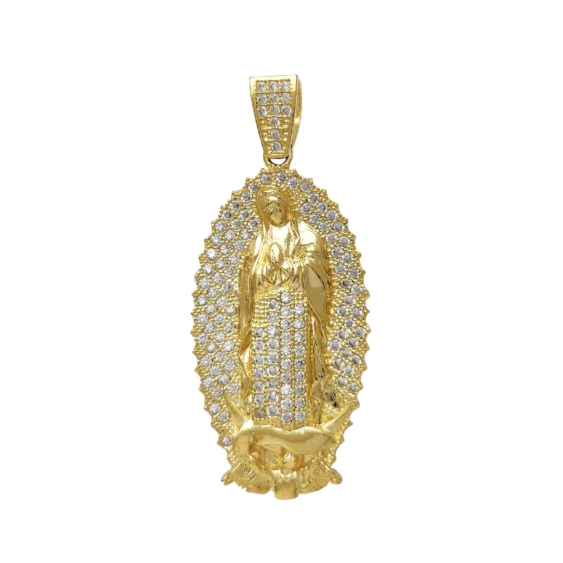 wedding anniversary diamond ring Iced-Out Virgin Mary Pendant (14K)