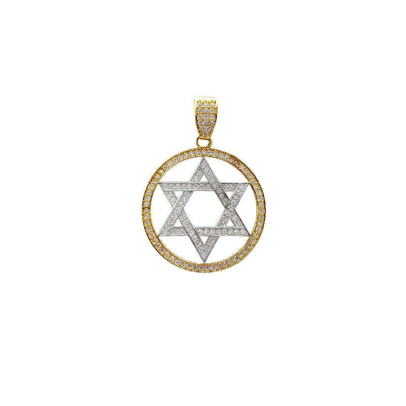 minimalist rose gold stacking rings Stoneset Star of David Medallion Pendant (14K)