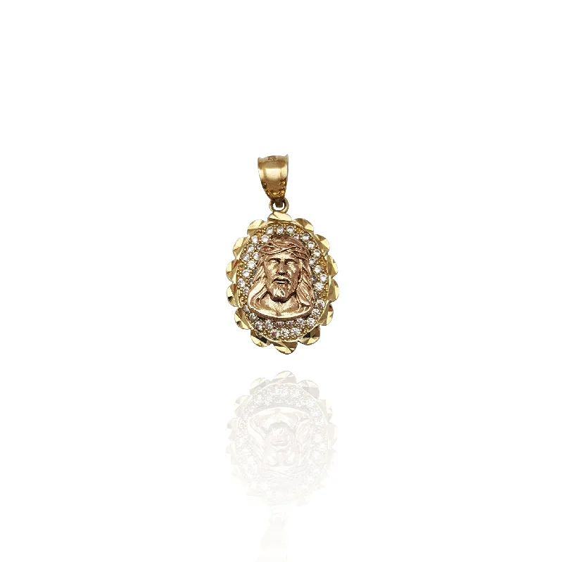 birthstone necklace for mom Jesus Head CZ Pendant (14K)