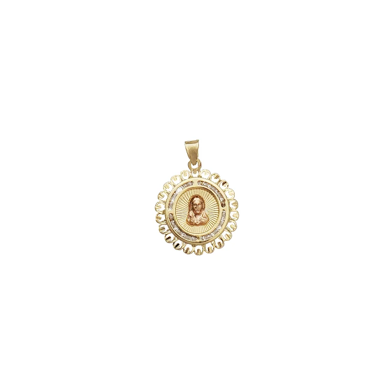 simple snake chain necklace Jesus Medallion (14K)
