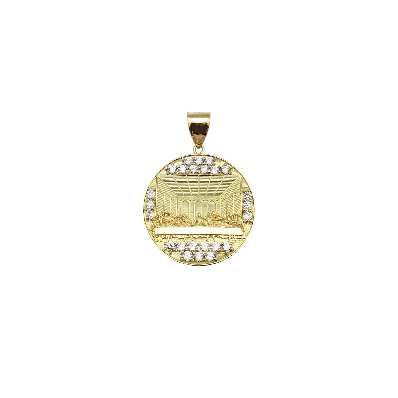 unique gemstone cocktail ring Last Supper CZ Medallion Pendant (14K)