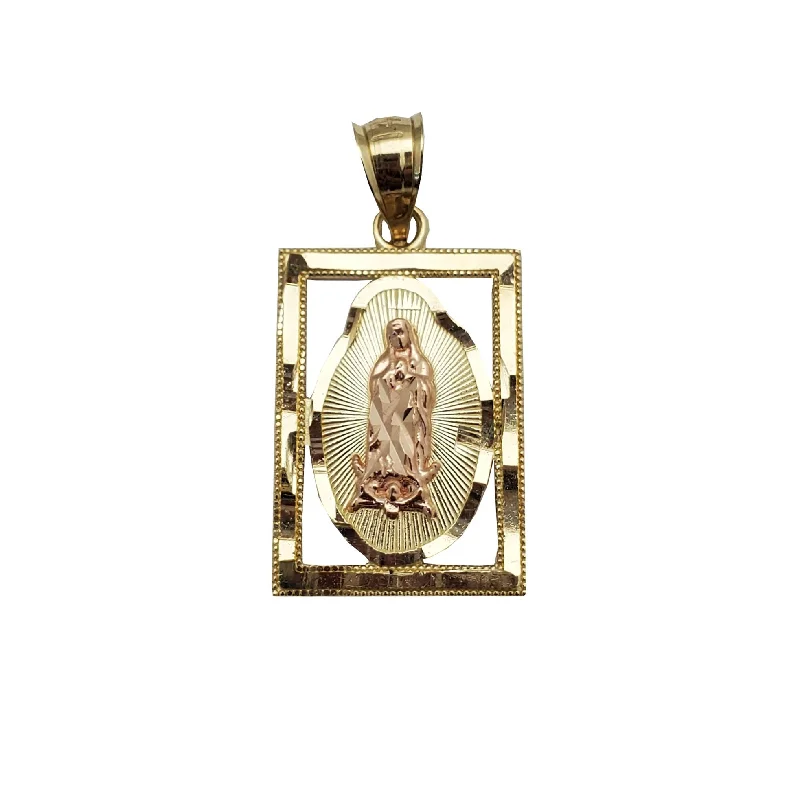 infinity couple’s ring matching set Two-Tone Diamond-Cut Frame Mary Pendant (14K)