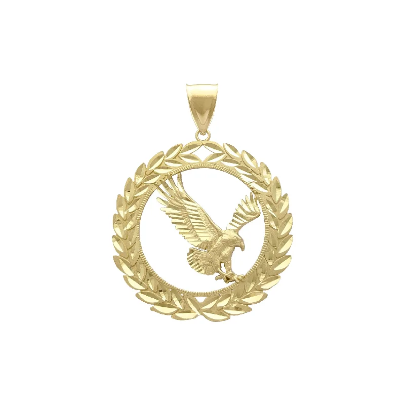 adjustable rope bracelet handmade Laurel Wreathed Eagle Pendant (14K)