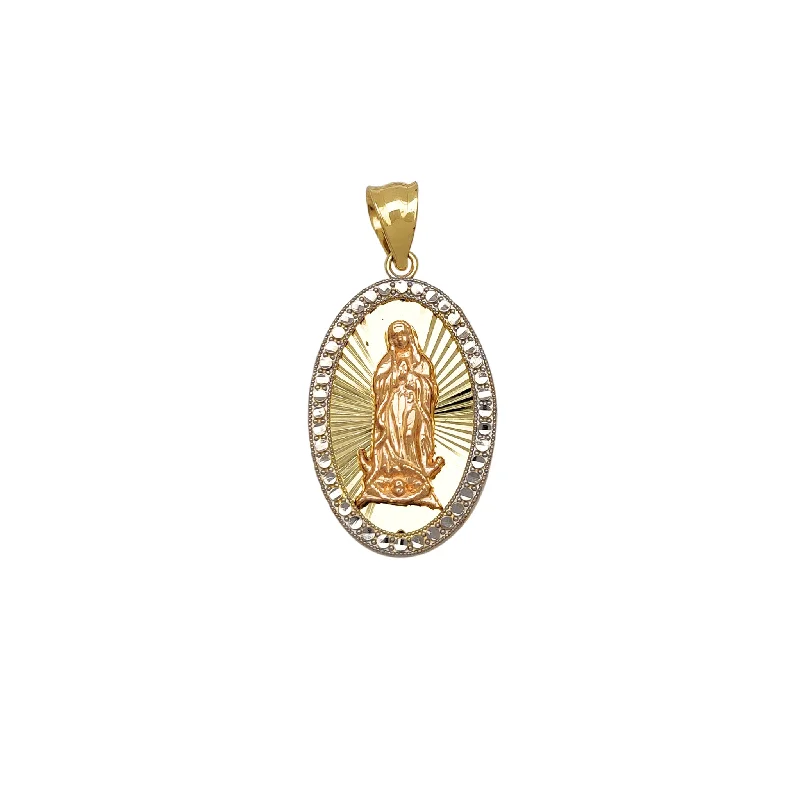 vintage diamond pendant necklace Migrained Oval Virgin Mary Pendant (14K)
