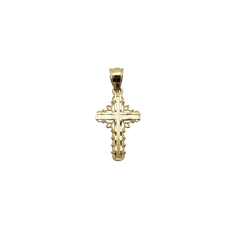 men’s titanium ring with diamonds Mini Frilled Cross Pendant (14K)
