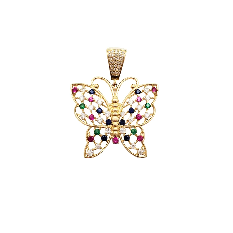 simple sapphire wedding band Multi-Color Butterfly Pendant (14K)