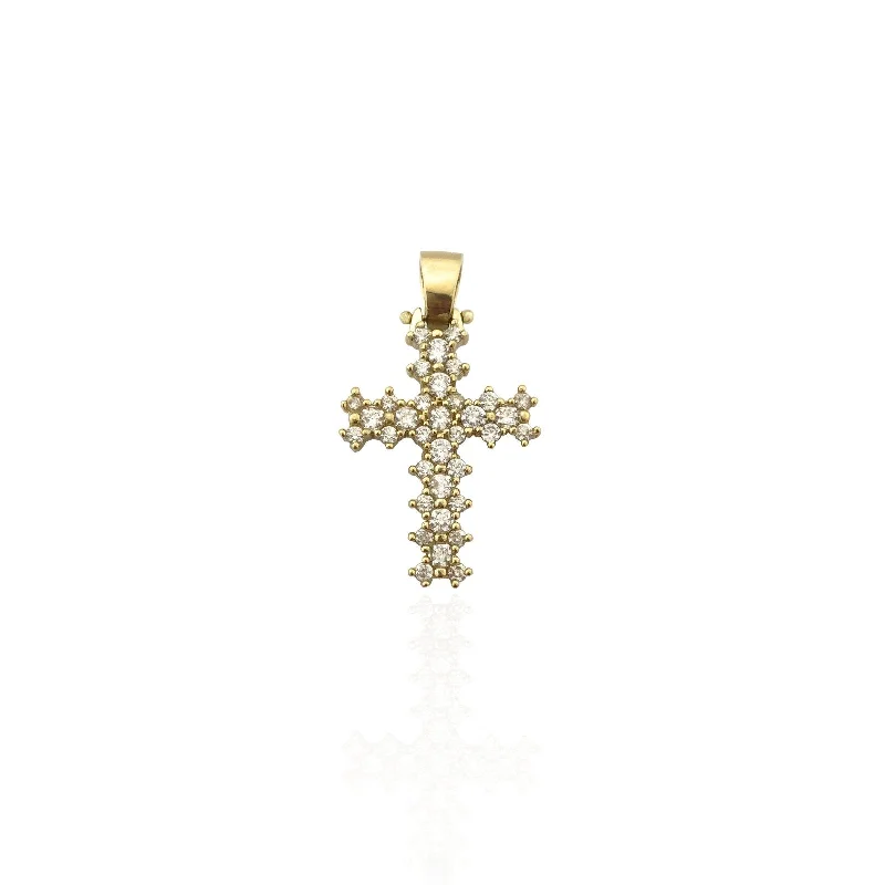 personalized bar necklace silver Notched Edge Cross (10K)