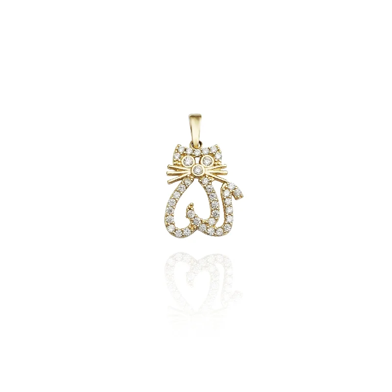 delicate marquise diamond band Outlined Cat CZ Pendant (14K)